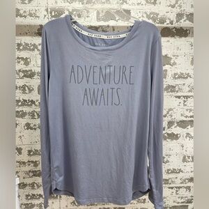 Rae Dunn Purple Long Sleeve Soft Adventure Awaits Shirt Size Small